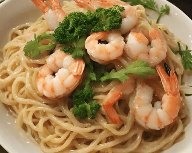 Shrimp Pan Fried Egg Noodles.