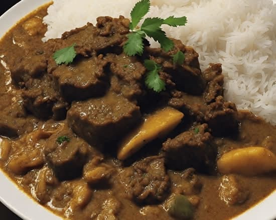 Beef Curry Over Rice.