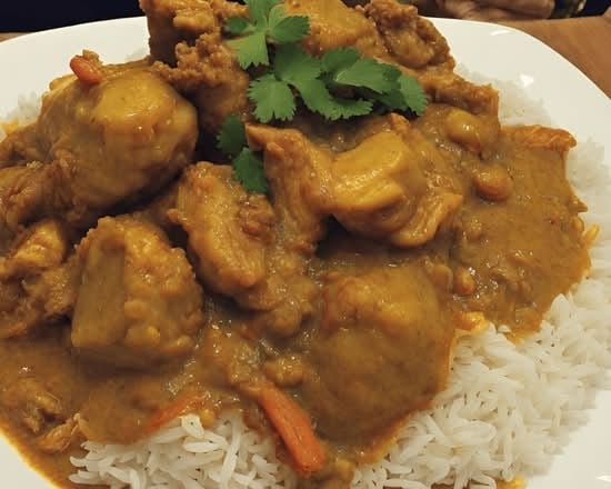 Chicken Curry Over Rice.