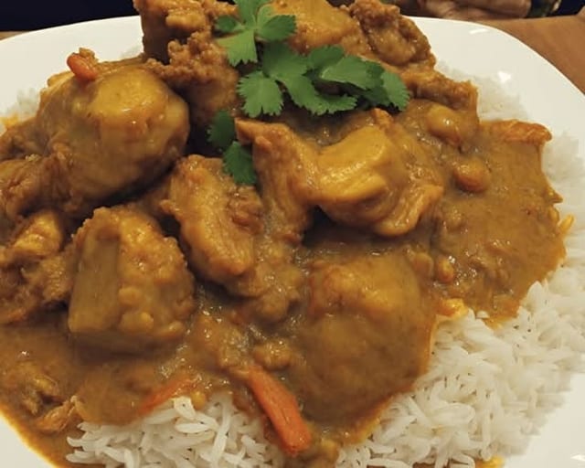 Chicken Curry Over Rice.