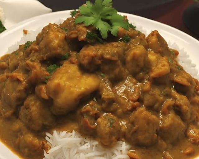 Pork Curry Over Rice.